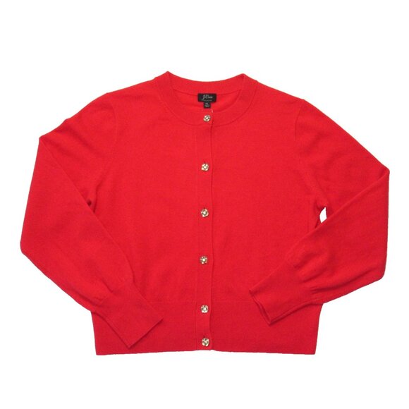 NWT J.Crew Everyday Cashmere Cardigan Bright Cerise Jeweled Buttons Sweater XXL - Picture 2 of 5